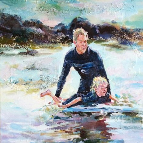 Original Painting "Surfing Lesson"