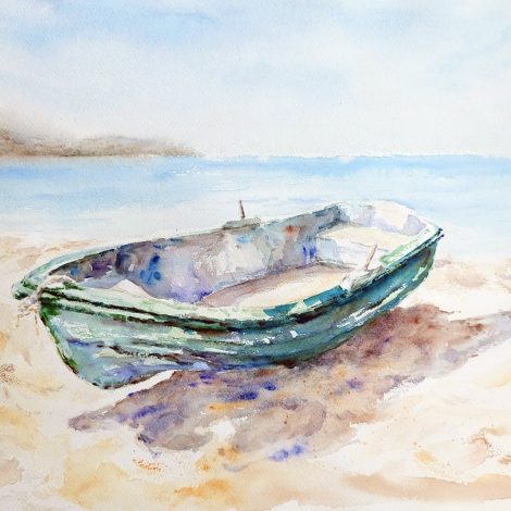 Original painting "The Green Boat"
