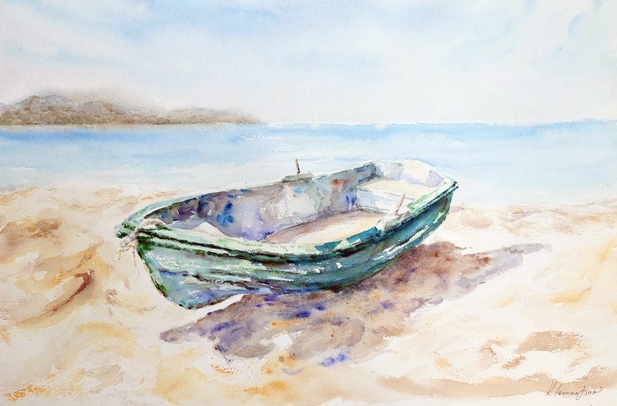 Original painting "The Green Boat"