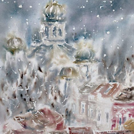Original painting "Vidin Under the Snow"