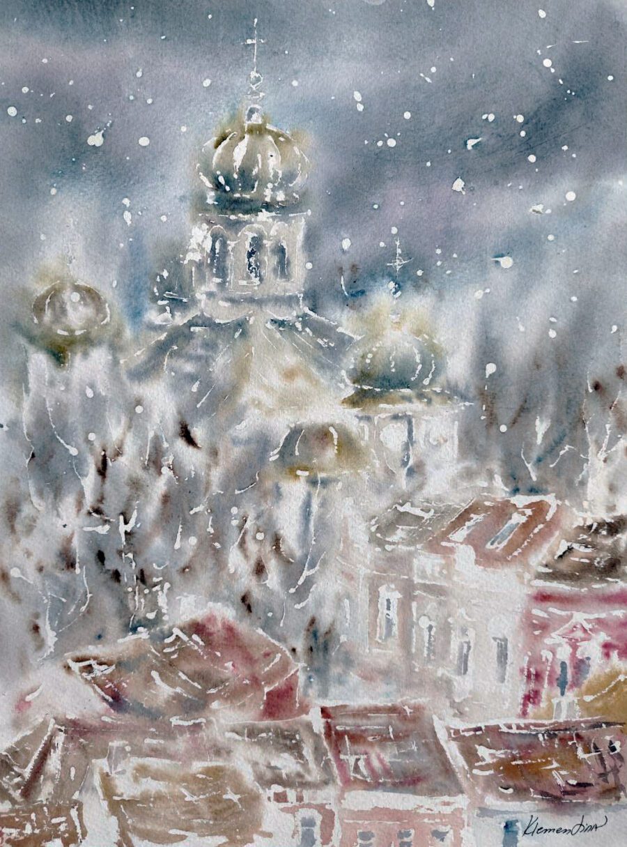 Original painting "Vidin Under the Snow"