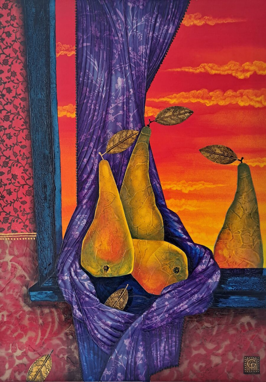Original painting "Sunset in autumn"