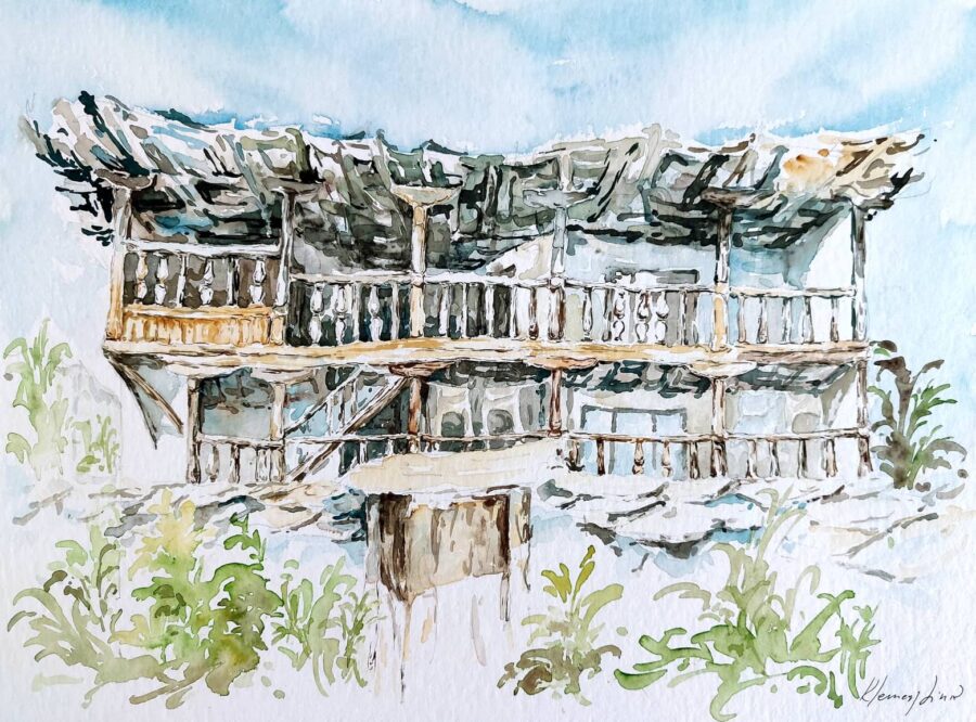 Original painting "Grandfather's House"