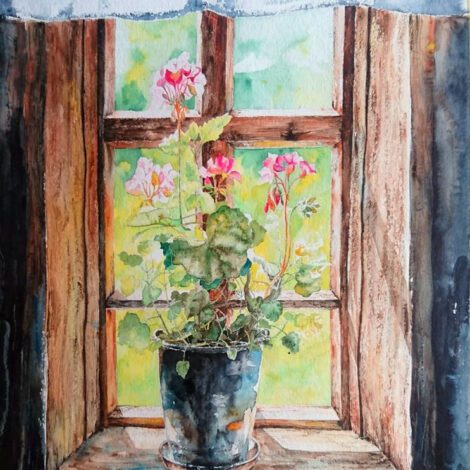 Original painting "Grandma's window"