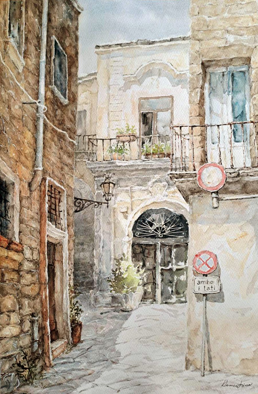 Original painting "Sunny Italy" - watercolor on cotton paper.